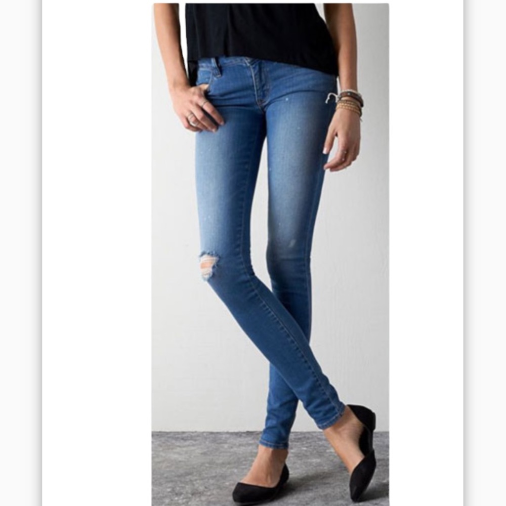 American Eagle Outfitters AEO Women 6 Blue Stretch Denim Jegging Jeans School
